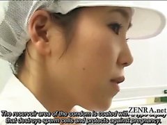 De CFNM Subtitled de recherche au Japon du préservatif de laboratoire de branlette