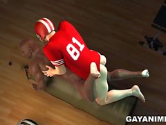 3D Football Cartoon Stud Ass putain Tight Black Bottom