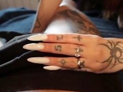 Long White Nails Handjob & Cumplay Pov - Duyma -