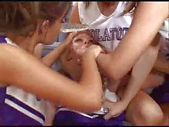 Fight and sex with dildos between Cheerleaders.