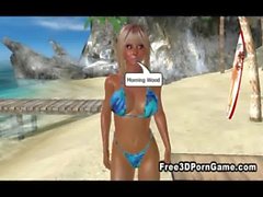 Due Babe 3D del fumetto la condivisione di cazzo in spiaggia