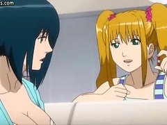 Busty anime gets huge dildo inside