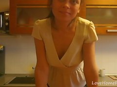 Teasing session in the kitchen with a hottie