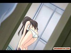 Japanese Anime ve schoolgirl göğüslerini ve parmağı sıkılarak gets