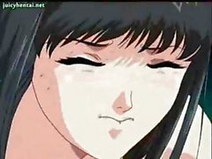 This hot, busty anime babe eats cock, gets ass fingered and fucked