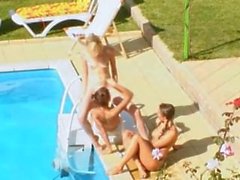 by the pool loving gizli Three chicks