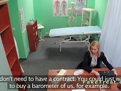 Doctor fucks blonde sales woman in an office