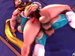 Chun-Li and Mika futa blowjob and fuck comp