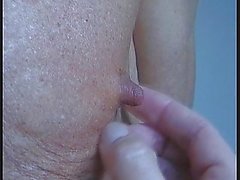 Playing with my nipples and jerk with cock ring