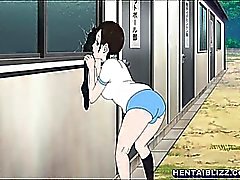 Cute hentai schoolgirl group sucking dicks