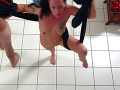 Yoga long, upside down facefuck, suspension upside down hanging