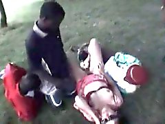 German Жена Gangbanged In The Park