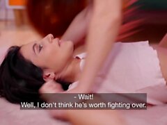 Lesbea BFF lesbian scissoring orgasm after pillow fight