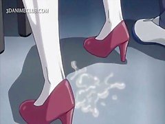 Aufgeregte Anime blonde harte unter Rücken gefickt Spritzer lädt