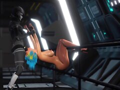 Space Lesbian Sex in Sci-Fi Base Camp en el exoplaneta