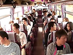 Japanese teen groupsex action babes on a bus