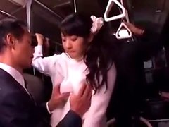 Japanese public bus blowjob and fuck