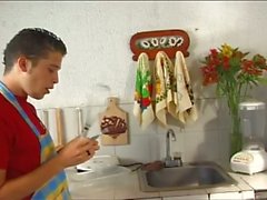 Gay latino boys cook up something different in the kitchen