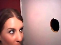 Real whore wife swallows at gloryhole