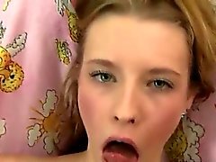 Busty milf and teen girl Slutty Angel likes the taste of cum