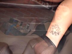 Selena Savage gets a pussy tattoo then sucks two dicks