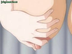 Anime shemale is pounding a girl and gets his ass filled with dildo