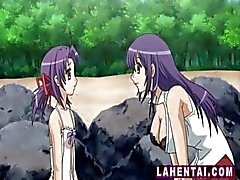 Purple-haired mother and daughter team get some hot guy's dick