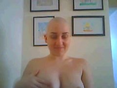 Bald head and a hairy pussy super horny girl