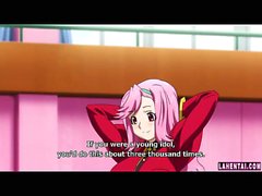 Pembe haired hentai tatlı working out ve duş